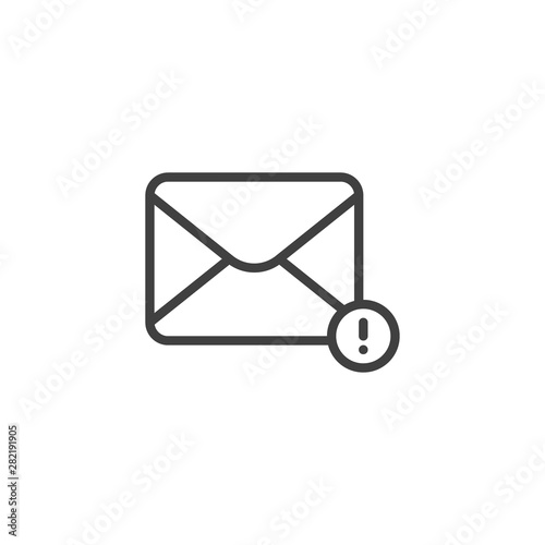 New spam message notification line icon. linear style sign for mobile concept and web design. Envelope With Exclamation Mark outline vector icon. Symbol, logo illustration. Vector graphics
