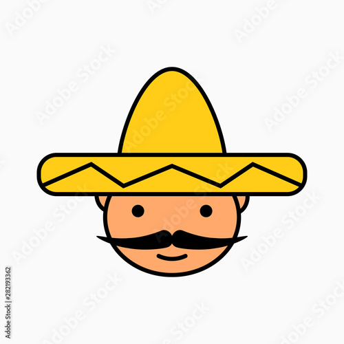 Vector illustration of mexican man in sombrero