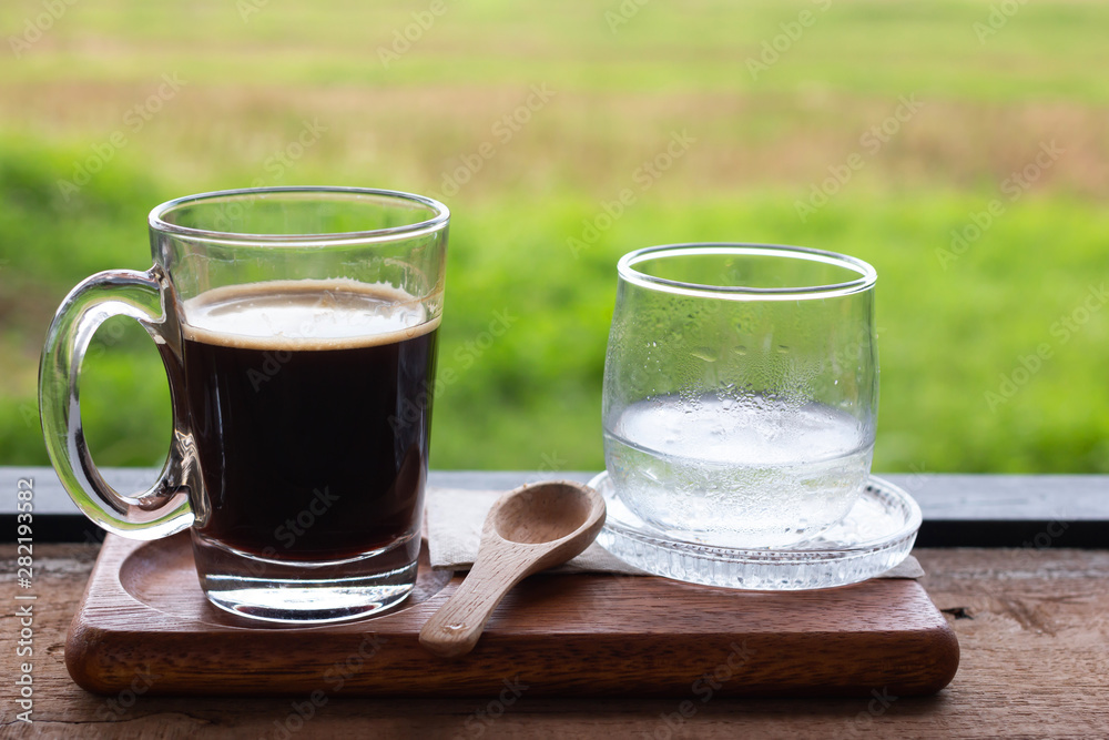 Fresh coffee in a glass Fresh coffee in a glass