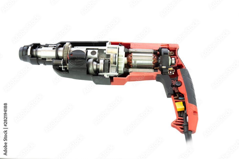 Open big drilling machine on white background Open big drilling machine on white background