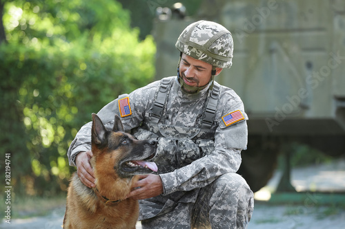 Soldier with military worki...