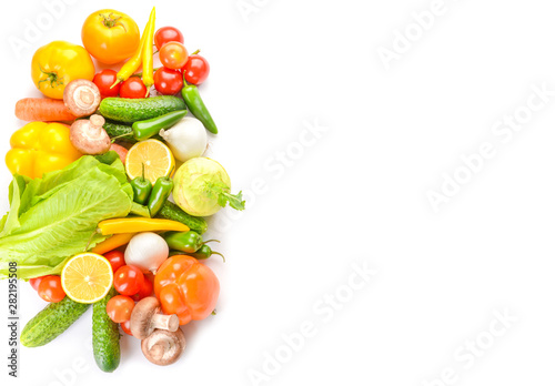 Fototapeta Naklejka Na Ścianę i Meble -  Assortment of fresh vegetables on white background