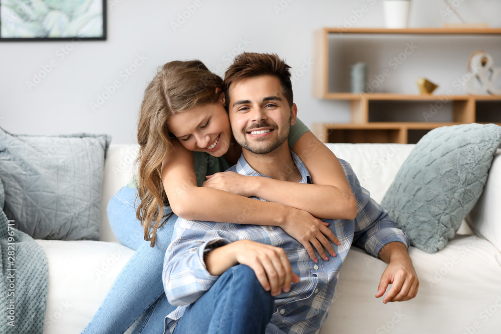 Portrait of happy loving couple at home Portrait of happy loving couple at home