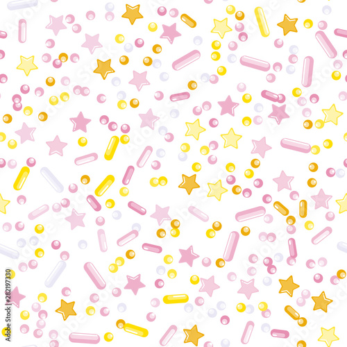 Sprinkle Cupcake Donut Topping. Seamless Pattern 