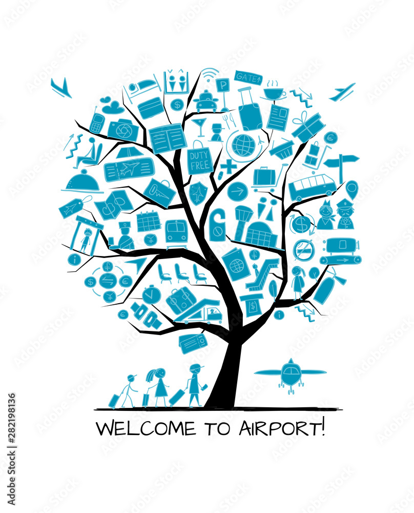 Airport tree concept, background for your design