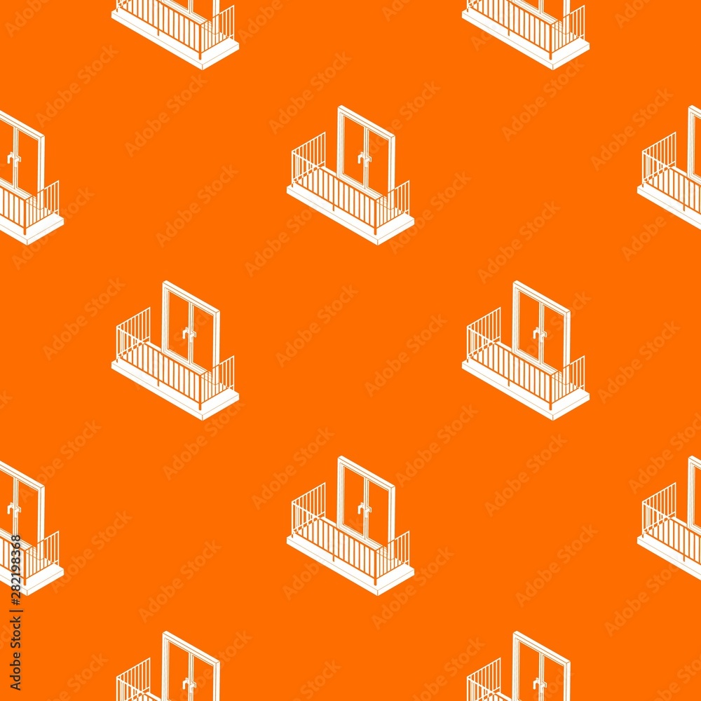 Balcony with metal fencing pattern vector orange for any web design best
