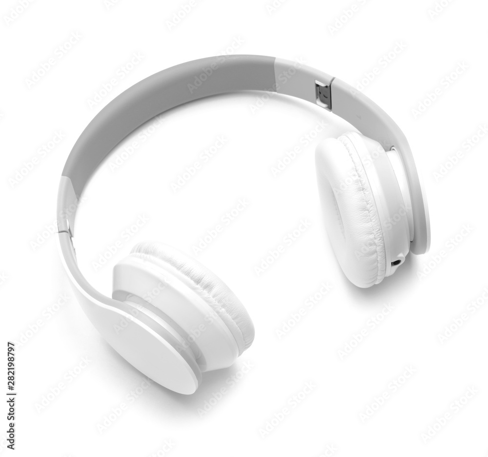 Modern headphones on white background Modern headphones on white background