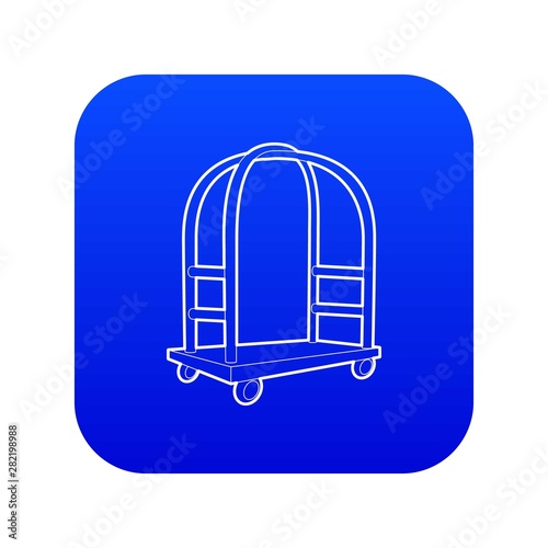 Cart in hotel icon blue vector isolated on white background