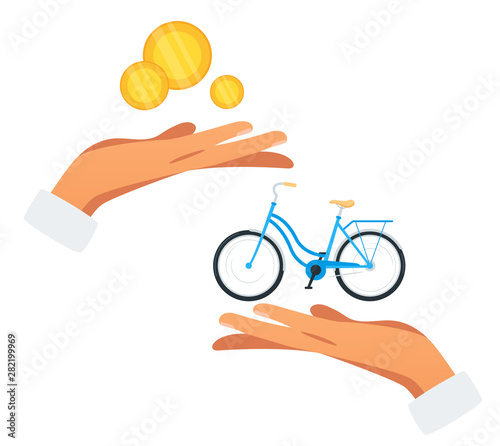 Bicycle purchase flat vector illustration