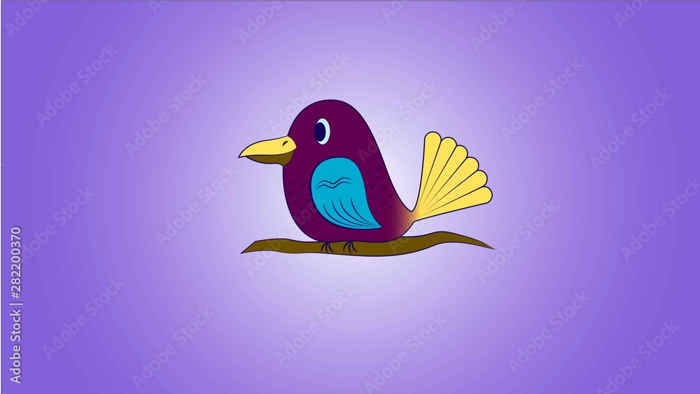 Obraz premium Bright bird on a lilac BG