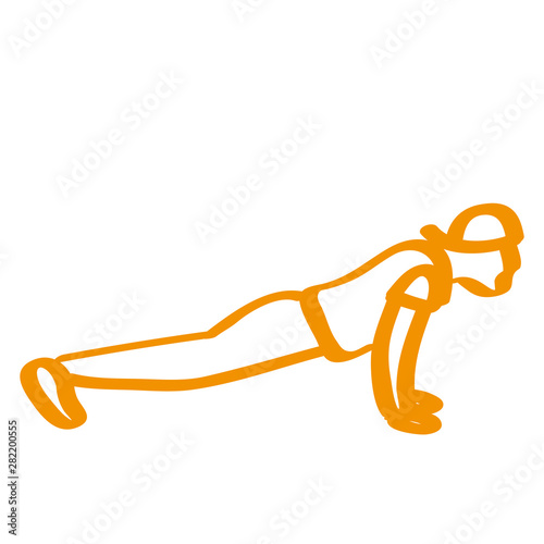 Handgezeichneter Mann macht Liegestütze in orange