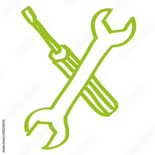 Handgezeichnetes Werkzeug in hellgrün