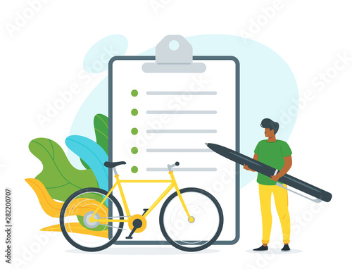 Bicycle rent contract vector illustration