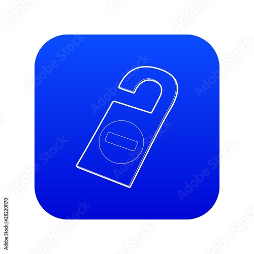 Tag do not disturb in hotel icon blue vector isolated on white background