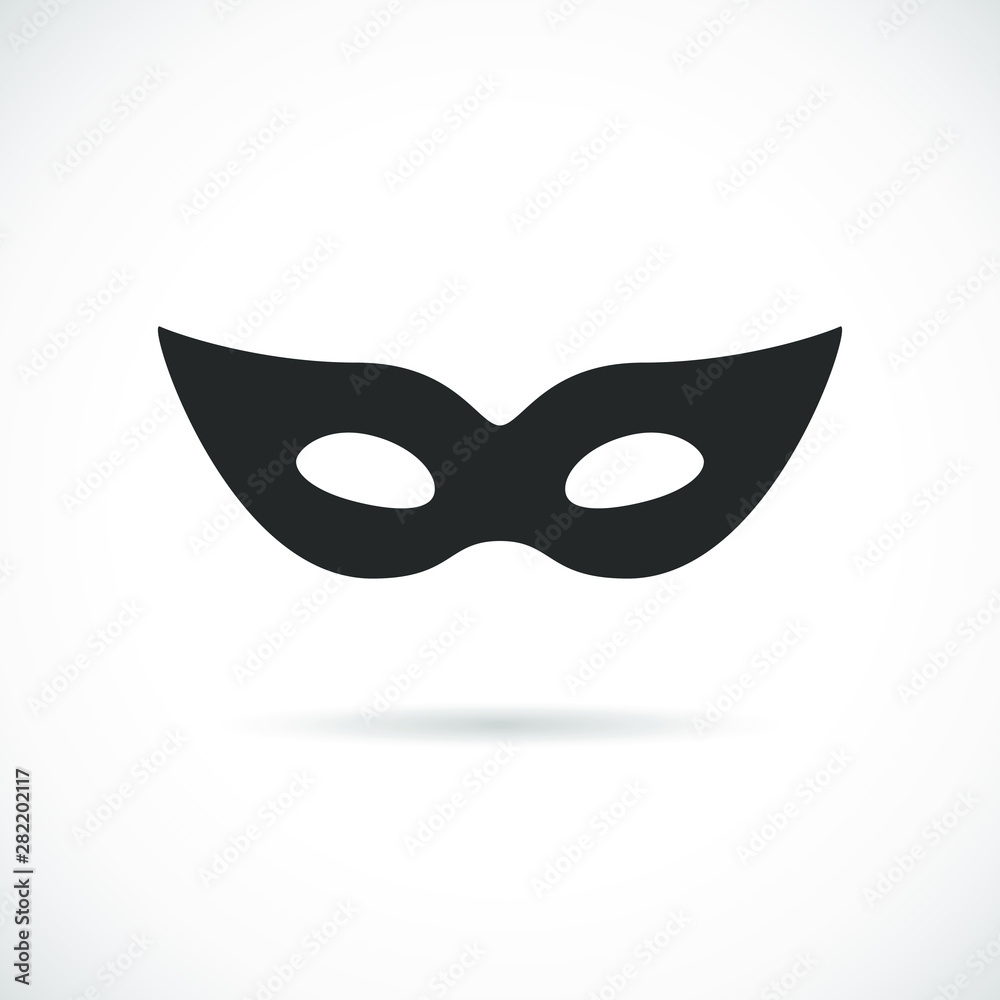 Black theatrical mask vector icon isolated on white background