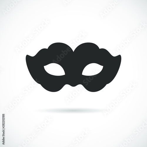 Black theatrical mask vector icon isolated on white background