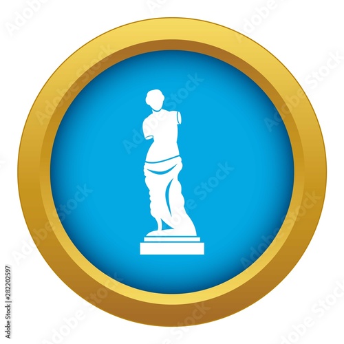 Ancient statue icon blue vector isolated on white background for any design