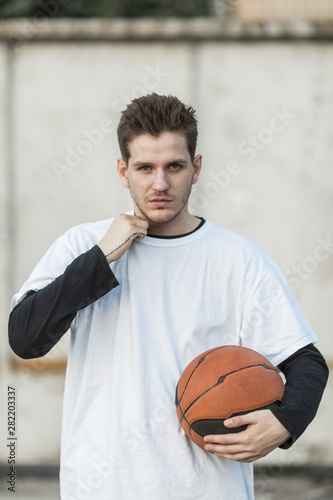 Front view urban basketball player