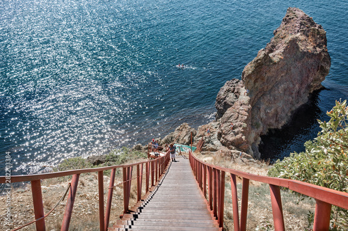 Staircase, descent to the Royal Beach, Cape Fiolent, Sevastopol, Crimea, Russia photo