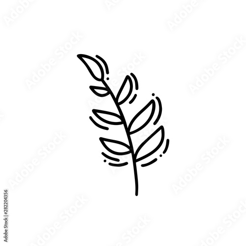 Monoline autumn leaves of tree logo. Outline emblem in linear style. Vector abstract icon for design of natural products  flower shop  cosmetics  ecology concepts  health  spa