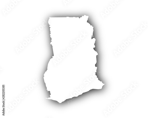 Karte von Ghana mit Schatten