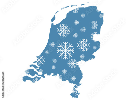 Karte der Niederlande mit Schneeflocken