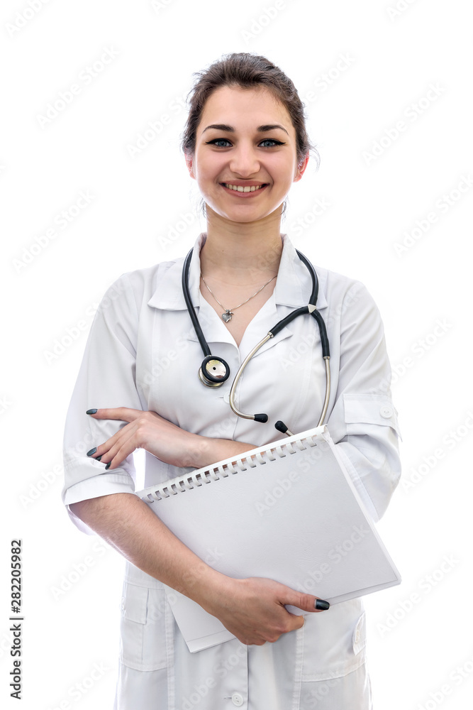 Doctor with documents isolated on white background Doctor with documents isolated on white background