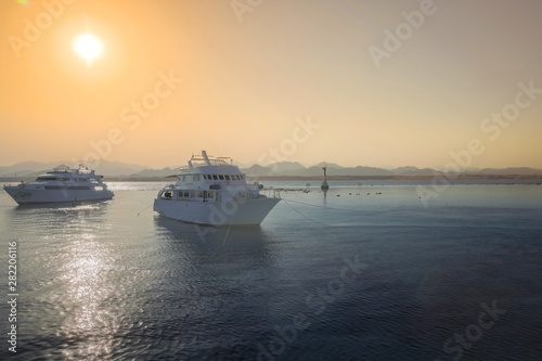 Luxury yacht docking near coral reef © Sved Oliver