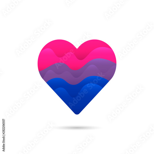 Bisexual flag in heart love sign icon vector design. photo
