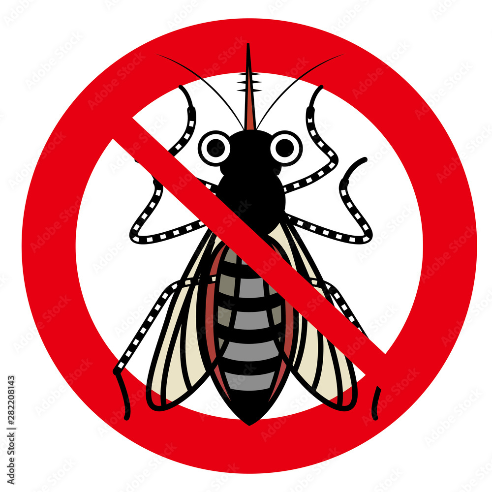 擬人化した昆虫のイラスト 害虫 禁止マーク アイコン 蚊のイラスト キャラクター Stock Vector Adobe Stock