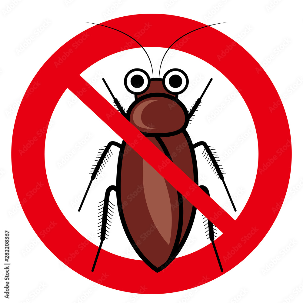 擬人化した昆虫のイラスト 害虫 禁止マーク アイコン ゴキブリのイラスト キャラクター Vector De Stock Adobe Stock