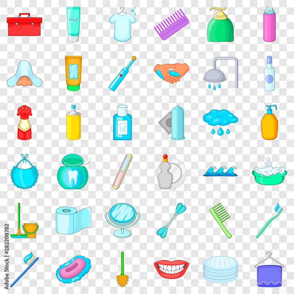 Washing icons set. Cartoon style of 36 washing vector icons for web for any design