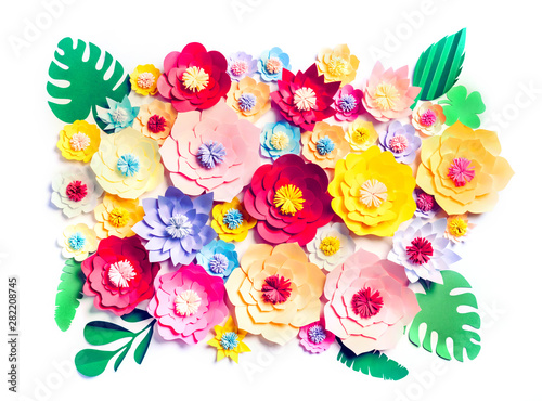 Fototapeta Naklejka Na Ścianę i Meble -  Colorful handmade paper flowers background