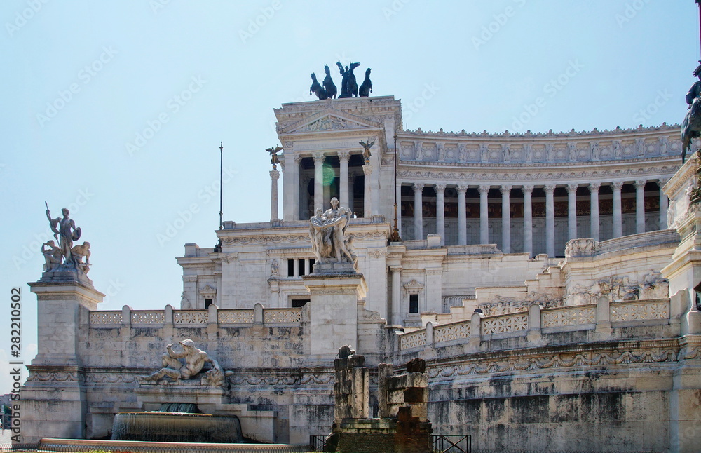 Fontana dell'Adriatico and Altar of the Fatherland , view from from Via dei Fori Imperiali street, Rome, Italy