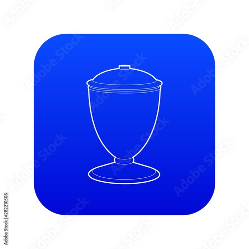 Urn icon blue vector isolated on white background