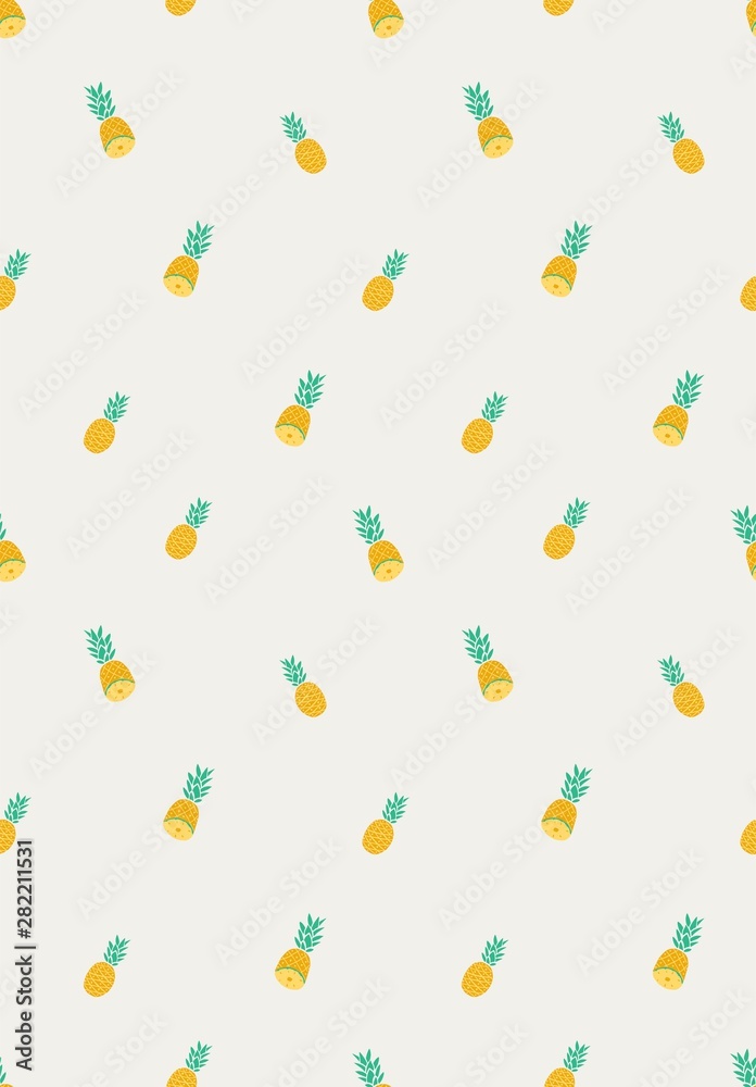 Pineapple slice tropical fruit summer print seamless vector pattern