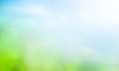 World Environment Day concept: Abstract blurred beautiful green and blue sky  background