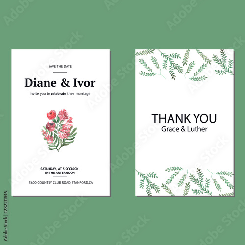  Floral wedding invitation in watercolor 