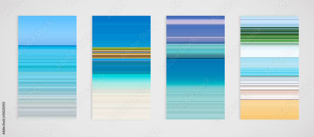 Naklejka premium Colorful set of horizontal lines backgrounds, vector illustration