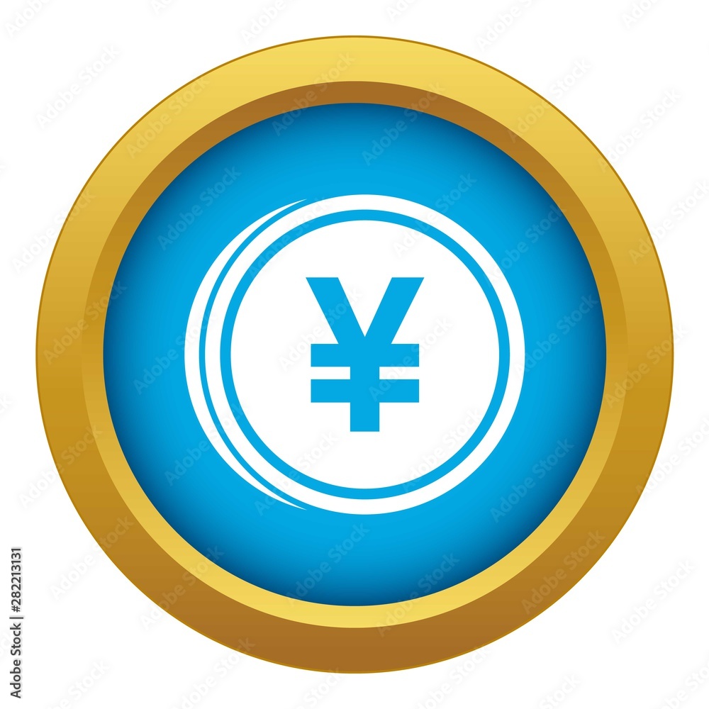 Fototapeta premium Coin yen icon blue vector isolated on white background for any design