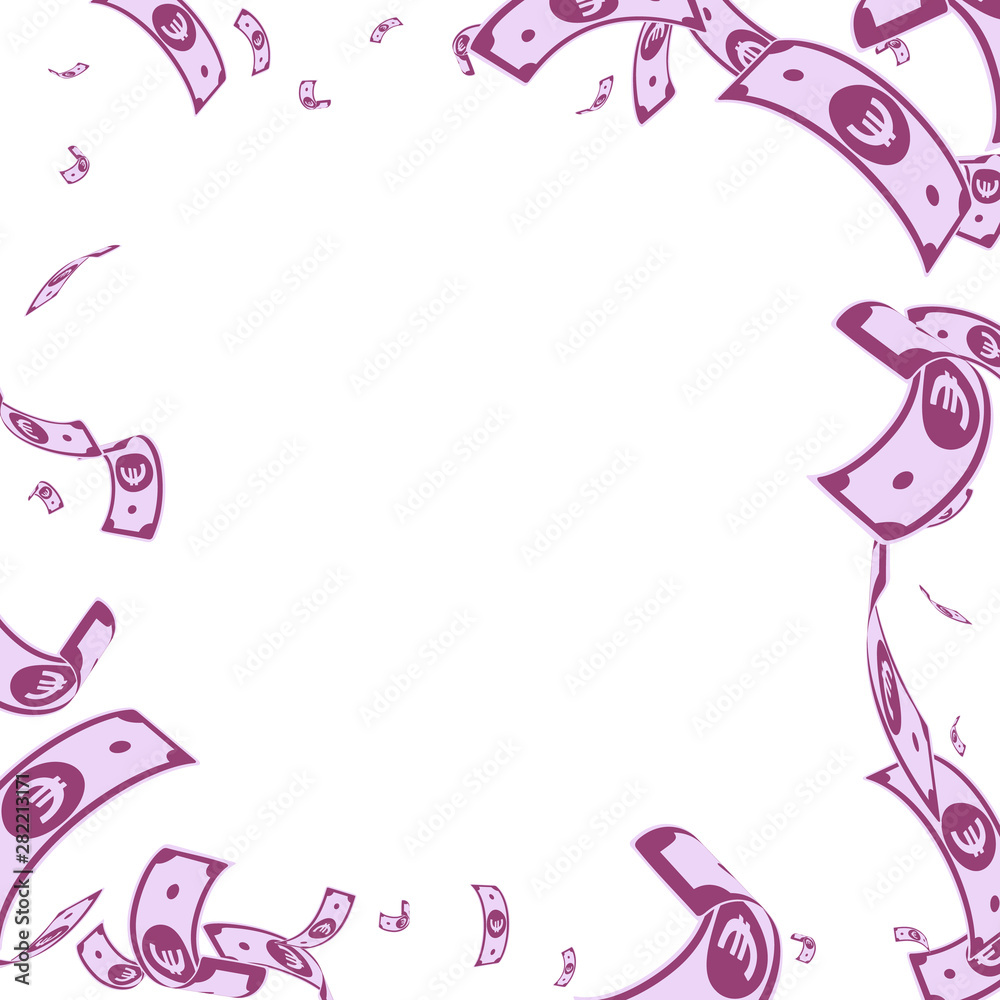 European Union Euro notes falling. Random EUR bill European Union Euro notes falling. Random EUR bill
