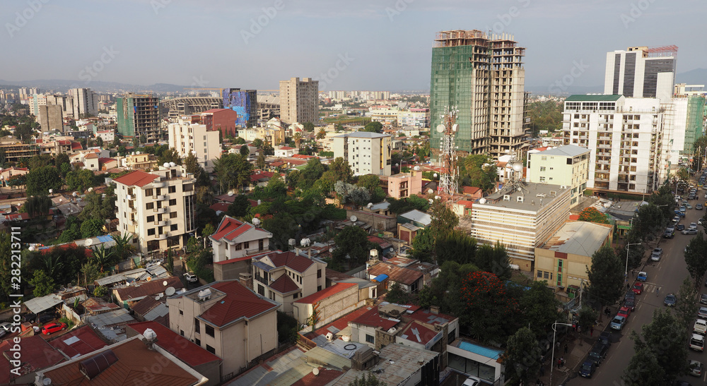 Fototapeta premium Busy skyline of Addis Ababa, Ethiopia