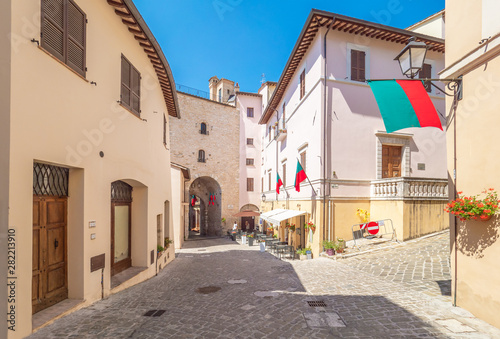 Nocera Umbra (Italy) - A little charming stone medieval city on the hill, with suggestive alley and square, in province of Perugia. Here a view of historical center. © ValerioMei