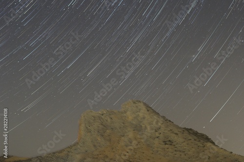 star trail rastro de estrellas circumpolar  peña los enamorados antequera archidona malaga photo