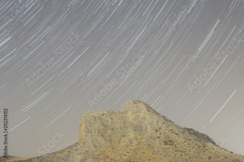 star trail rastro de estrellas circumpolar  peña los enamorados antequera archidona malaga photo