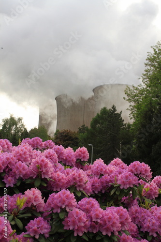Garden in front of a coal-fired power station
