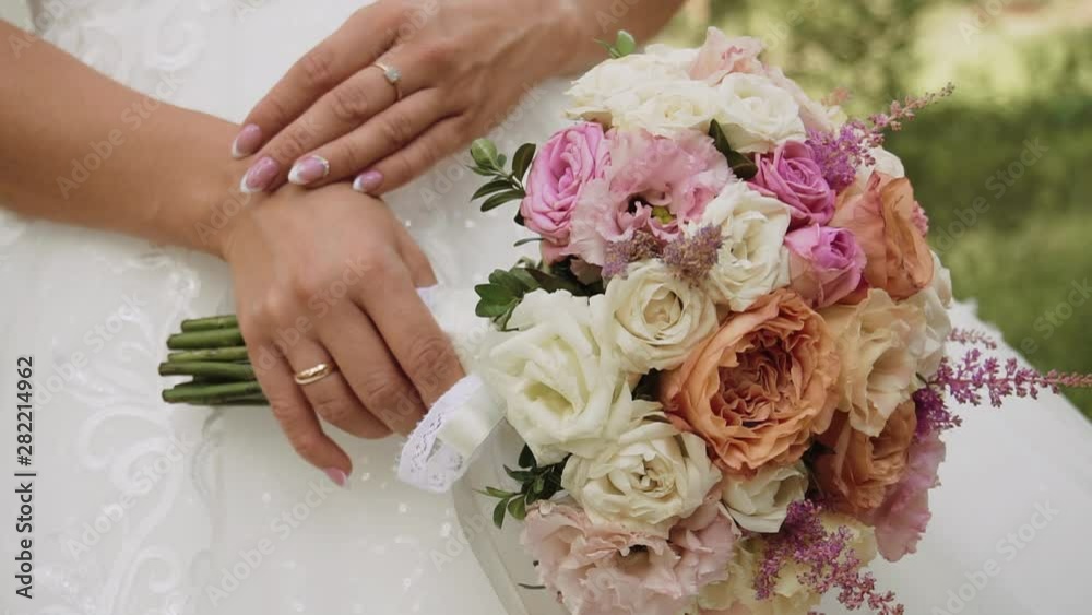 festive bouquet of the bride close-up