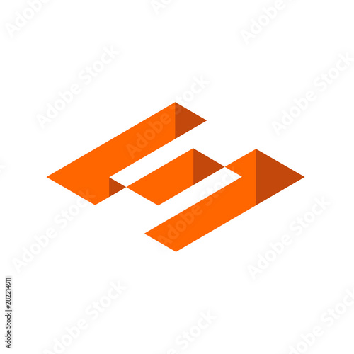 Initial Letter S Logo. Isometric Geometric Shape, 3D Icon Design. Orange Color Graphic Design Element - Vector