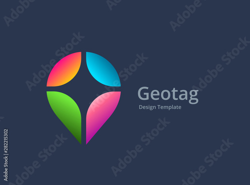 Geotag or location pin logo icon design