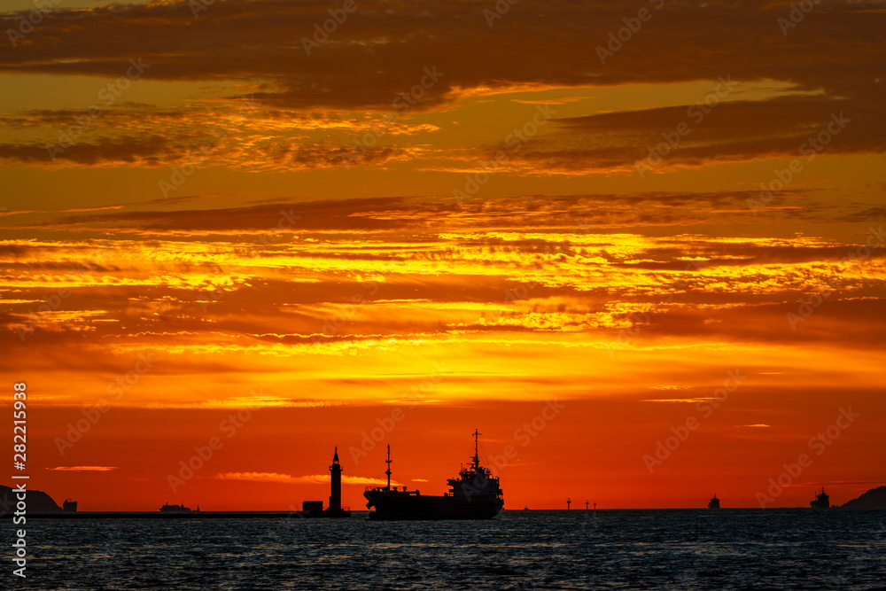 博多湾の夕日